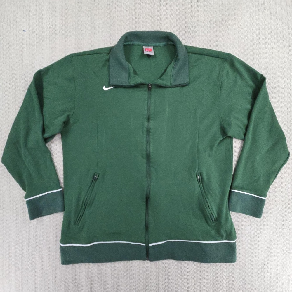 Vintage Nike Track Jacket Mens XL Green Full Zip Pockets Athletic Warm Up Y2K